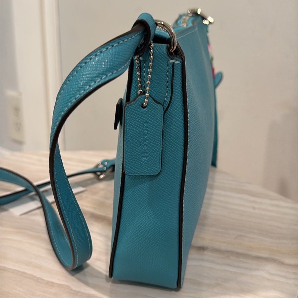 Coach Bag Teal Blue Leather Crossbody Bag with Silver Accents Hardware - Picture 5 of 17